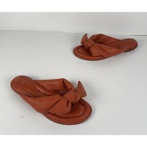 Alexandre Birman Soft Clarita Bow Brown Padded Leather Sandals EU 36.5 US 6.5